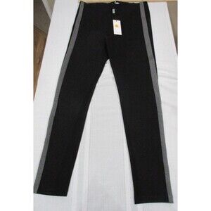 NWT Lior Paris Pants Women Med Black with Gray Stripe Stretch Ankle MSRP $89.
